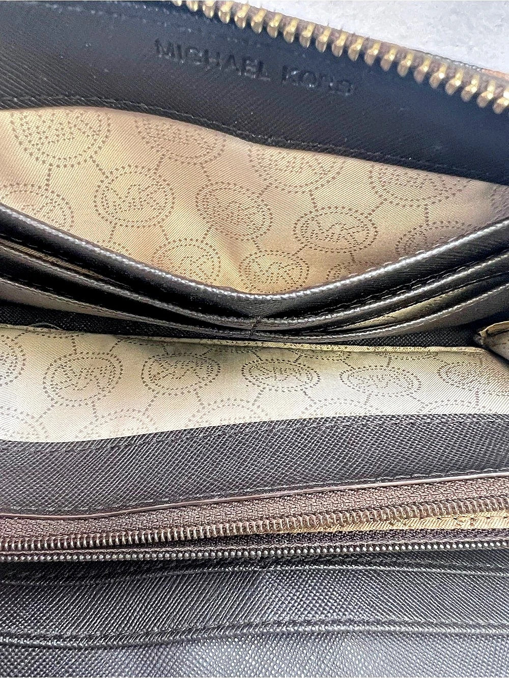 Michael Kors Tiger Stripe Zip Around Wallet Y2K Animal Print Brown Black - Picture 7 of 12